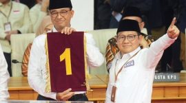 Pasangan capres-cawapres Anies Baswedan dan Muhaimin Iskandar (AMIN) mendapat nomor urut 1 sebagai kontestan Pilpres 2024