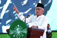 Mustasyar PBNU KH Ahmad Mustofa Bisri (Gus Mus) dalam Pelantikan PWNU Jateng, pada Agustus 2024. (Foto: dok. NU Online)