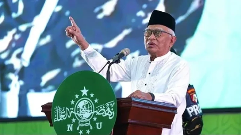 Mustasyar PBNU KH Ahmad Mustofa Bisri (Gus Mus) dalam Pelantikan PWNU Jateng, pada Agustus 2024. (Foto: dok. NU Online)