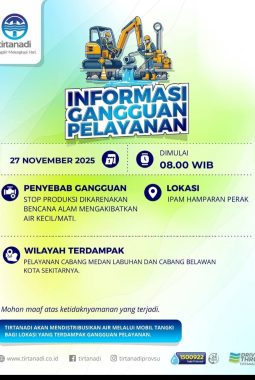 Bencana Alam Sebabkan Gangguan Produksi, Layanan Air di Sejumlah Wilayah Medan Terganggu